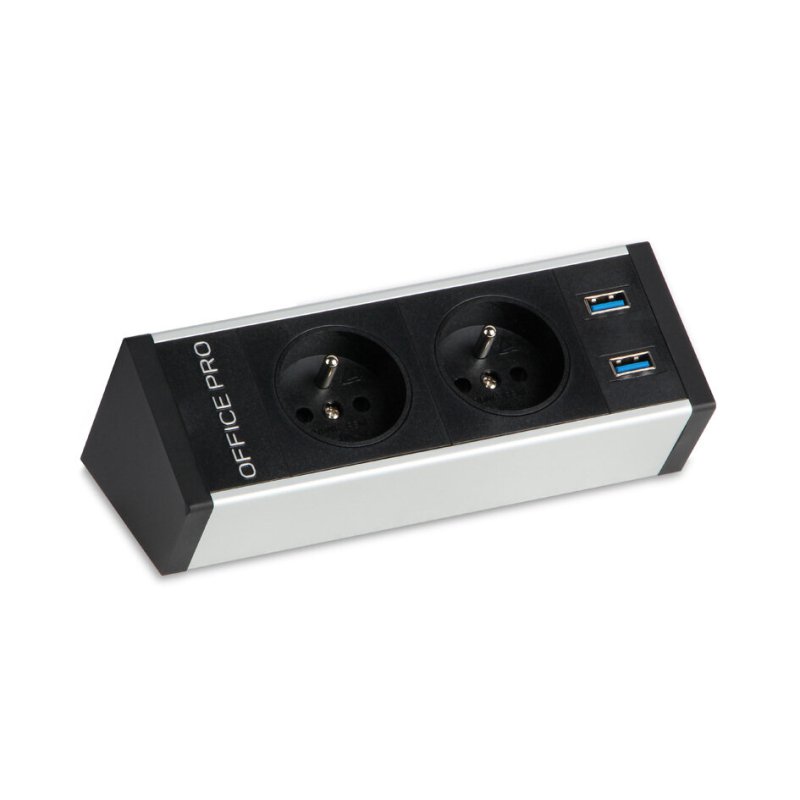 PECZ B 001 Pevný panel na hranu stolu, černý, 2x el., 2x USB 3.0, Nabíjecí USB NE
