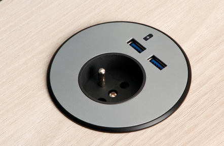 Přípojný modul se zásuvkou 230 V a USB v desce stolu HOBIS Flex FE 1200