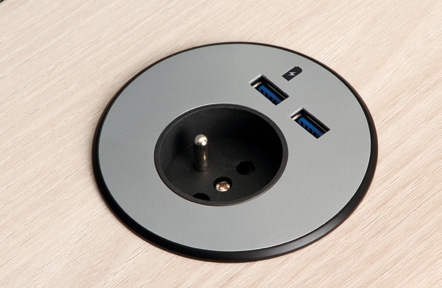 Přípojný modul se zásuvkou 230 V a USB v desce stolu HOBIS Gate GP 21 L