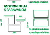 Motion Dual s paravánem — 3segmentová podnož